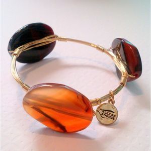 Alexa's Angels Gold Tone Wire Wrap Agate Bangle Bracelet